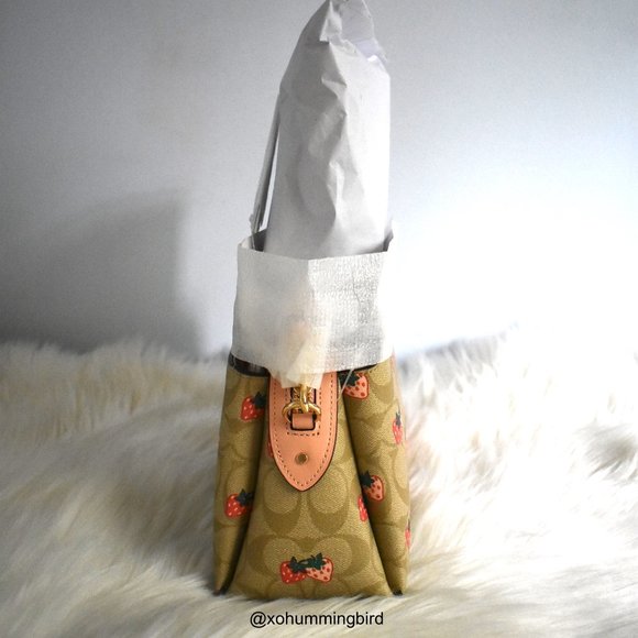 Coach | Mini Lillie Carryall In Signature Canvas With Strawberry Print - Picture 9 of 12